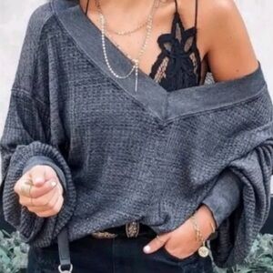 Free People We The Free V Neck Oversized Boho Top Size S